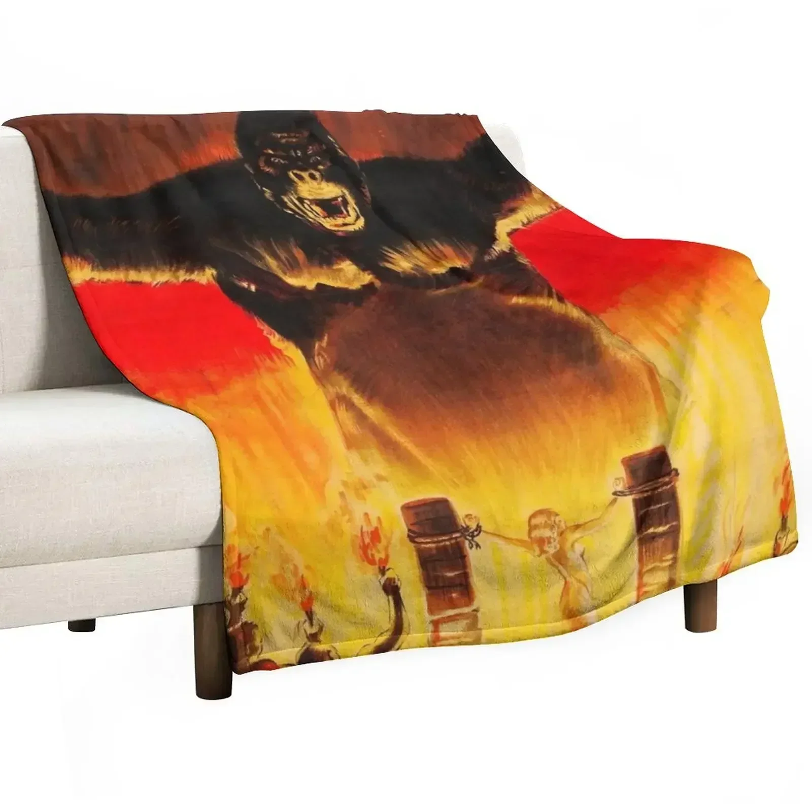 

Vintage King Kong Movie Poster Throw Blanket Breathable Lightweight Blanket for Adults Kids