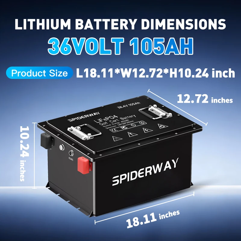36V 105Ah LiFePO4 Lithium Battery Conversion Kit for RV UTV Marine Solar Camping, 6000+ Cycles