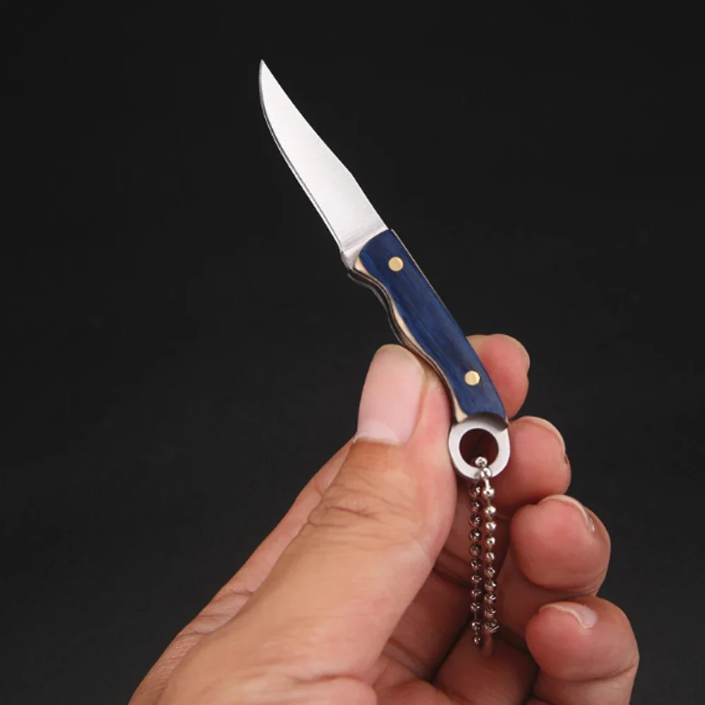 Mini stainless steel straight knife outdoor camping portable unboxing knife with leather case packaging