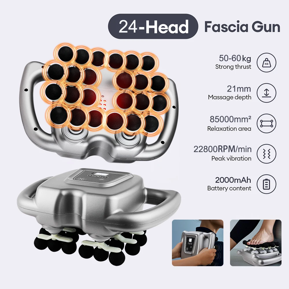 

Customizable 24-Head Fascia Gun 9 Modes High Frequency Vibration Body Massage Gun Back Neck Shoulder Waist Massager Muscle