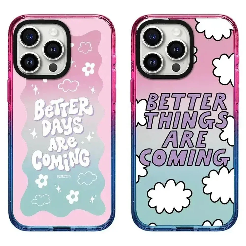 

2.0 Acrylic Colorful Border Better Things Are Coming Pattern iPhone 11 12 13 14 15 Pro Max Protective Case