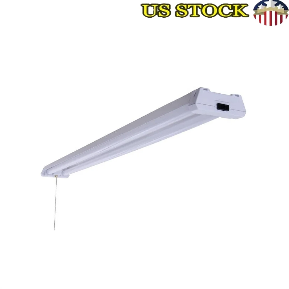 

42W LED Shop Light 2-Light Fixture 4890 Lumens Energy Efficient Indoor Outdoor Plug-In Chain Hooks 120V UL Listed 48 Inch