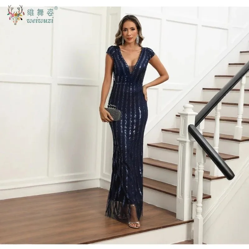 

Тяжелая промышленность с блестками и v-образным вырезом для сценических танцев, сексуальное элегантное вечернее платье с подолом русалки, платье для выпускного вечера, модное красивое платье Vestido