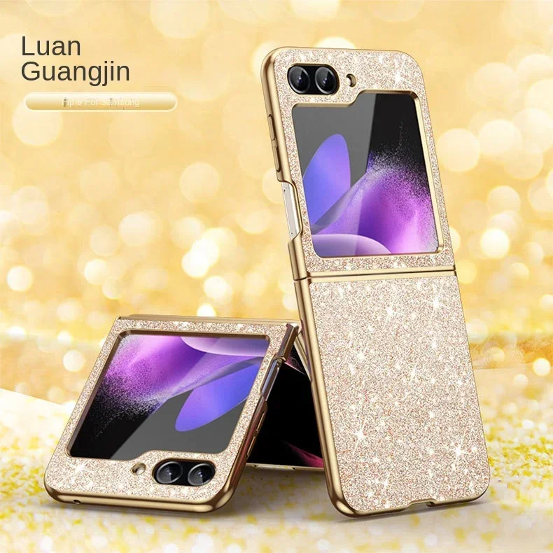 

Plating Bling Glitter Phone Case For Samsung Galaxy Z Flip 6 5 4 Flip6 Flip5 Flip4 5G Hard Plastic Shockproof Protective Cover