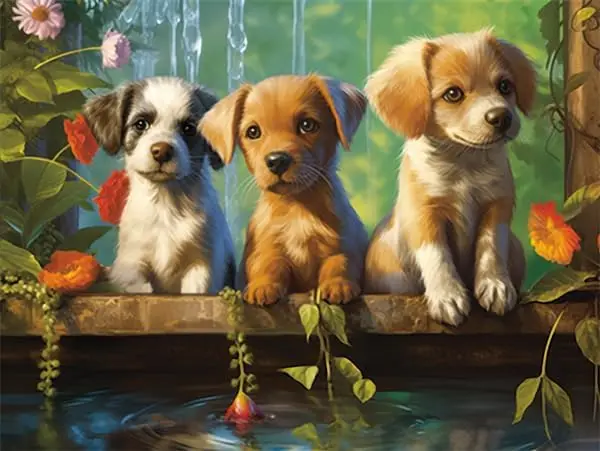 Metal Tin Signs Dogs flowers waterfalls puppy river Wall Decor Retro Art Sign Funny Decorations for Home Bar Pub Cafe Farm Room
