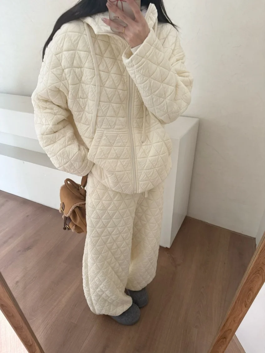 Alien Kitty Winter Office Lady Women Suits Chic Casual New Fashion 2026 Cotton Padded Coats Loose Elegant Straight Pants