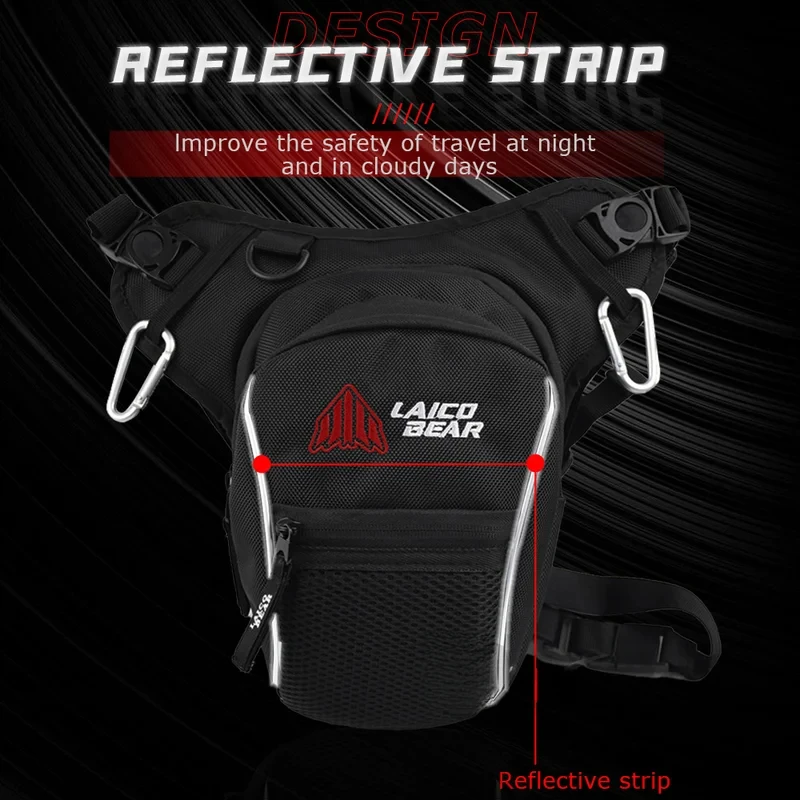 Waterproof Motorcycle Drop Leg Bag Large Capacity Reflective Motocross Thigh Waist Adjustable Motorbike Hip Fanny Pack Items