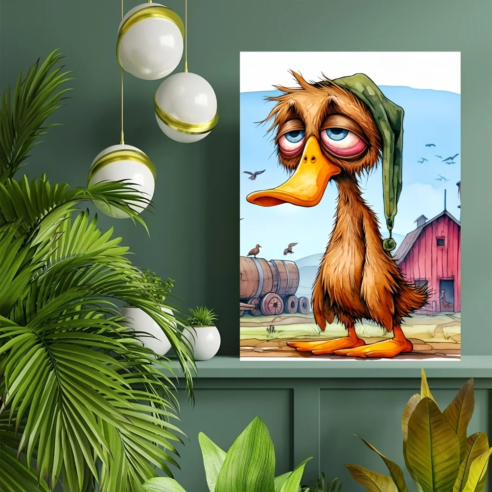 1000 stuks Sad Duck puzzel voor volwassenen - grote uitdagende puzzel met grillige cartoonkunst, boerderijscène en levendige kleuren -