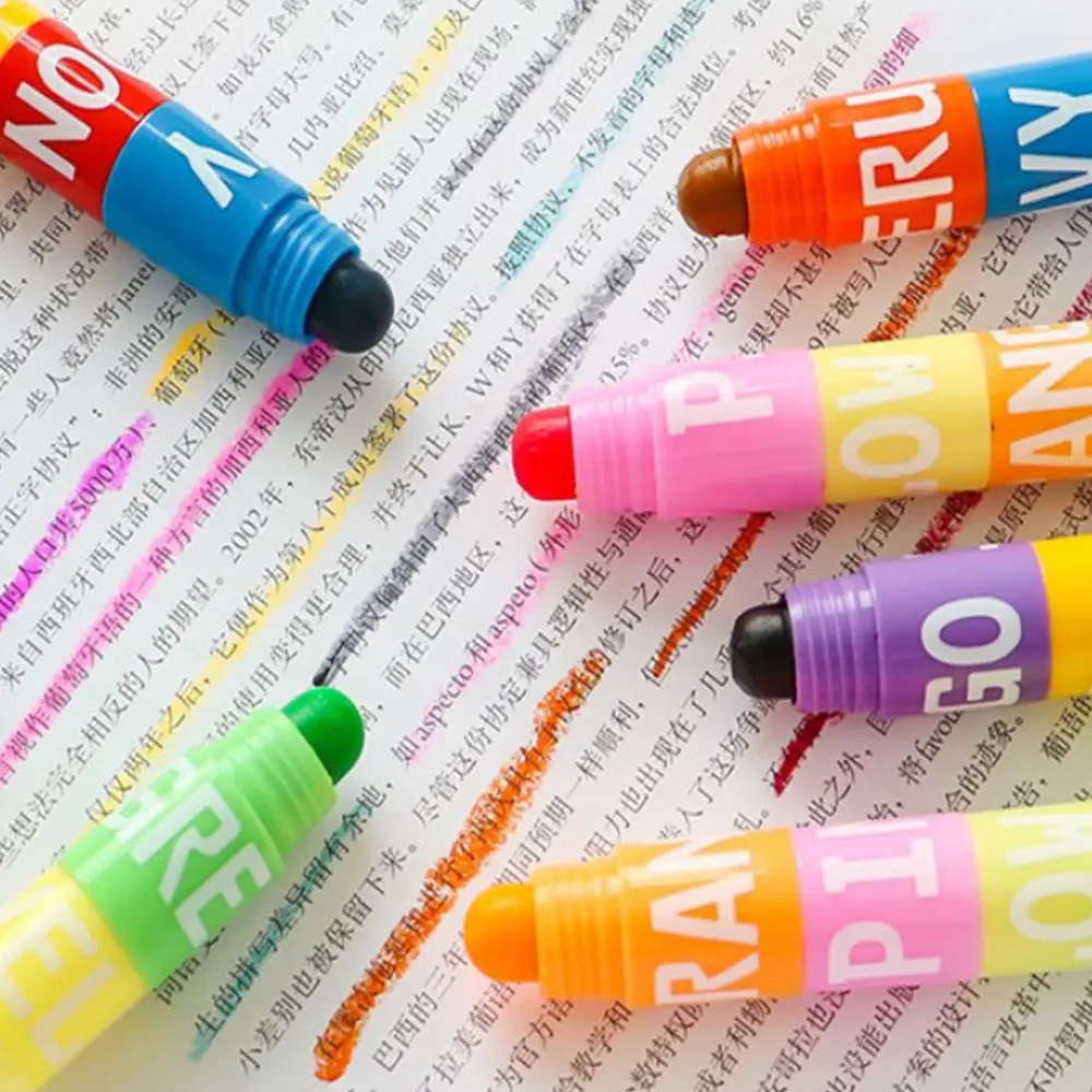 6-kleuren retro schrijven notitiepen student sleutellijn markeerstift markeerstift graffiti pen fluorescerende pen