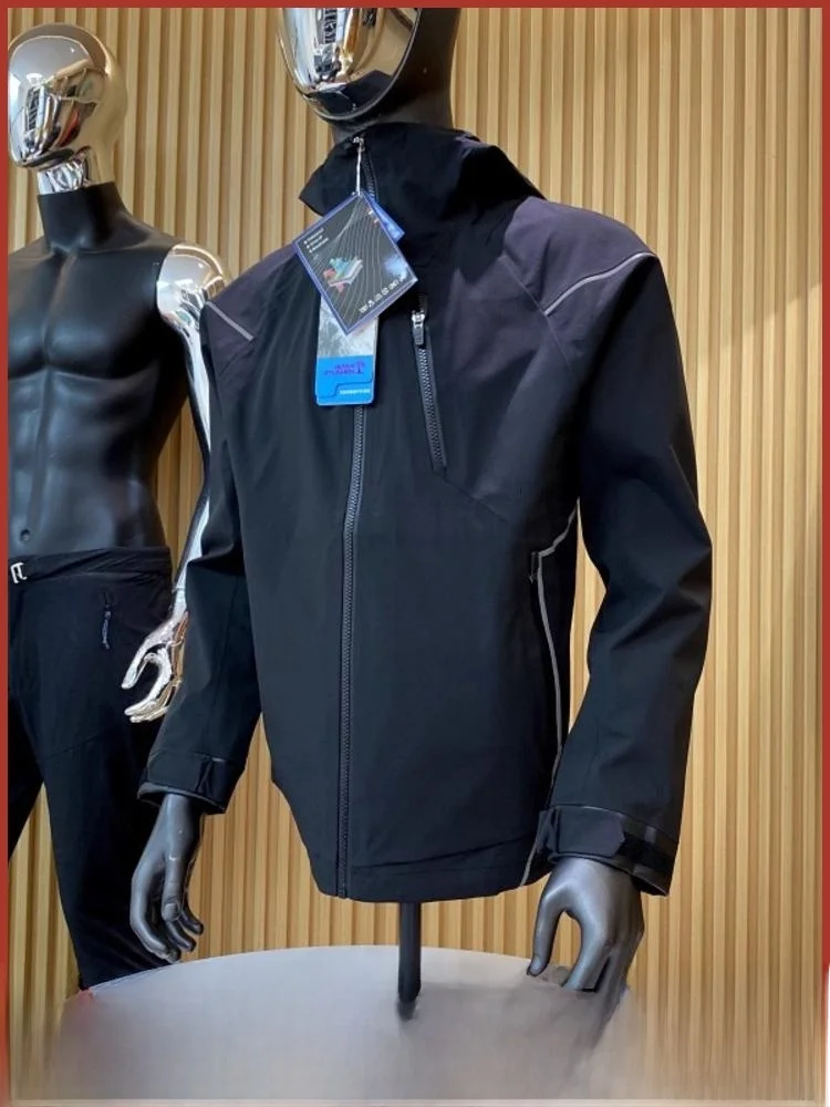 

High-End Outdoor Men's Fce Jaet Anti-Reflective Full Prure Sealing Windproof Water-Resistant Hooded Color Blo Coat
