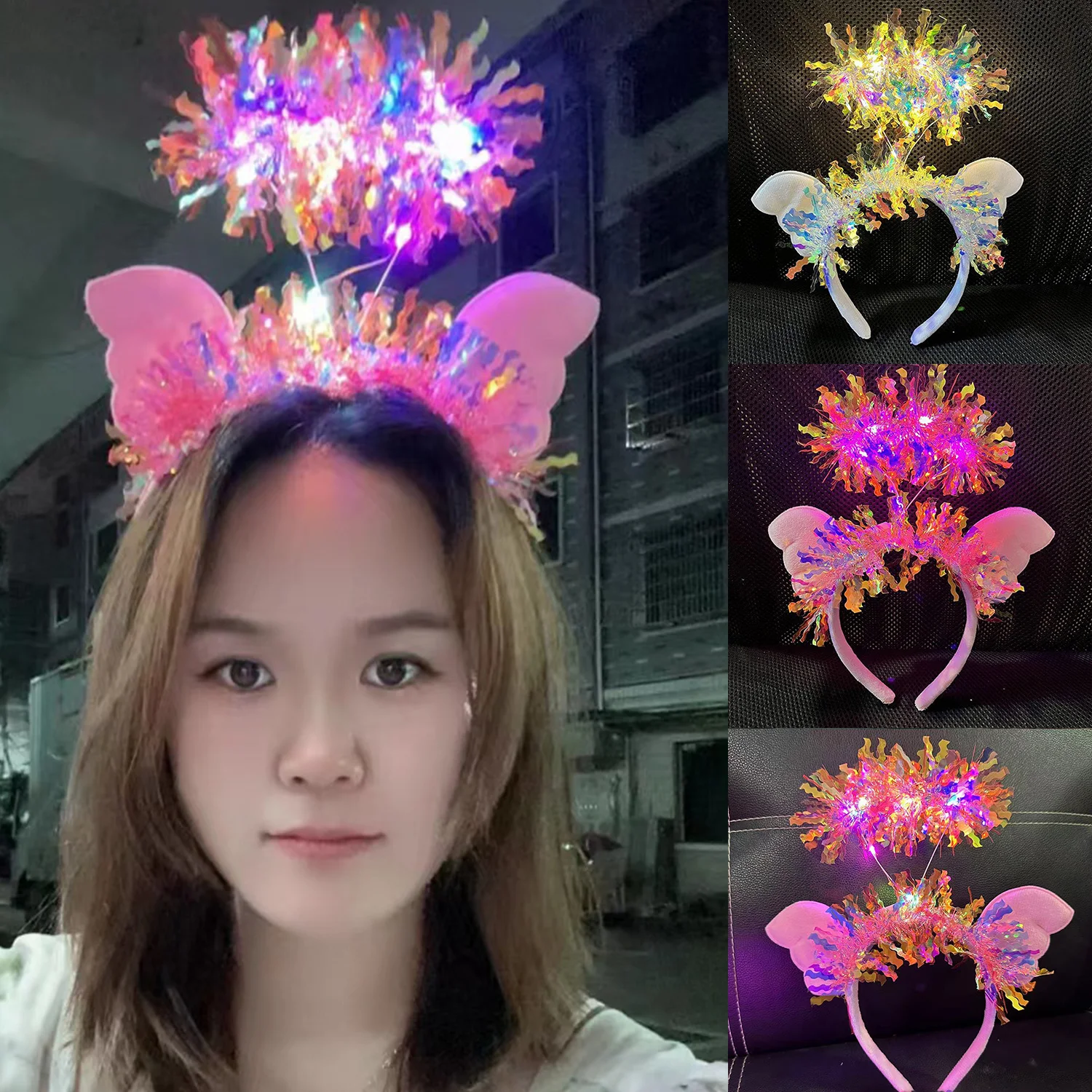 

Night Fancy Dress Angel Wings Luminous Hair Hoop LED Light Luminous Headband Girl Women Party Glow Hair Band Hair Accessories