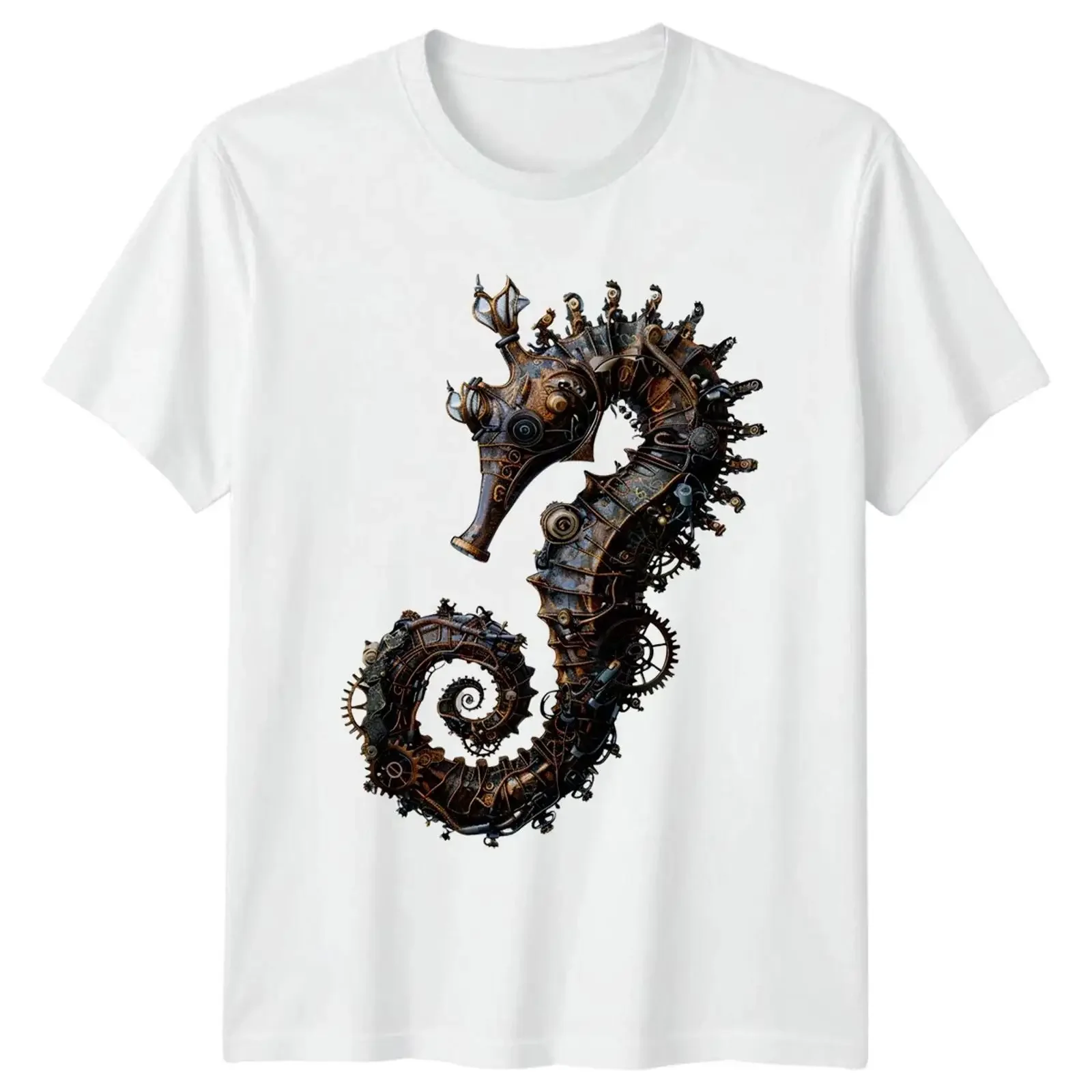Steampunk Seepferdchen T Shirt Mechanisch Ozean Geburtstag Geschenk für Ihn vintage Washed fashion streetwear Casual