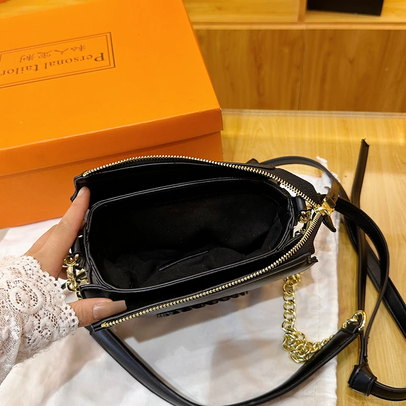 Bolso de hombro para mujer hecho de cuero genuino, creación de diseñadores famosos, elegante bolso cruzado diario