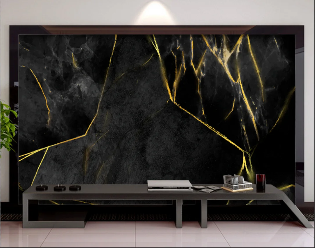 

Customized wallpaper Gold black marble 3D living room bedroom decoration self-adhesive wallpaper mural