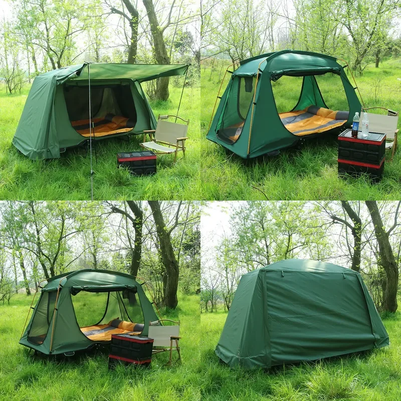 For Outdoor Camping Thickened Double Layer Tent Rainproof Cold Proof Storm Resistant Off Ground Fishing Shelter