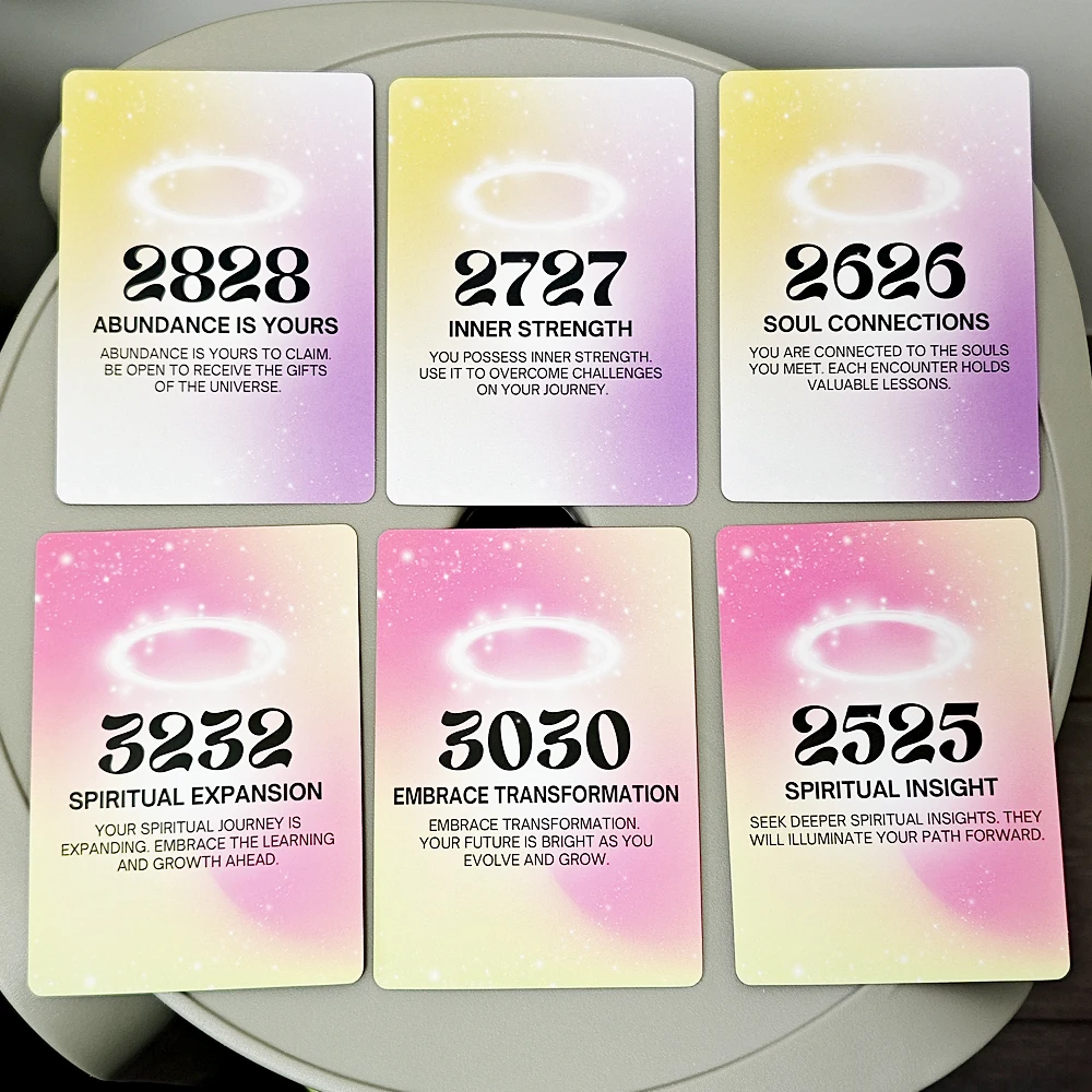 Baralho de oracle de números de anjo para receber orientação divina 40 unidades de cartões de numeração 10,4 * 7,3 cm