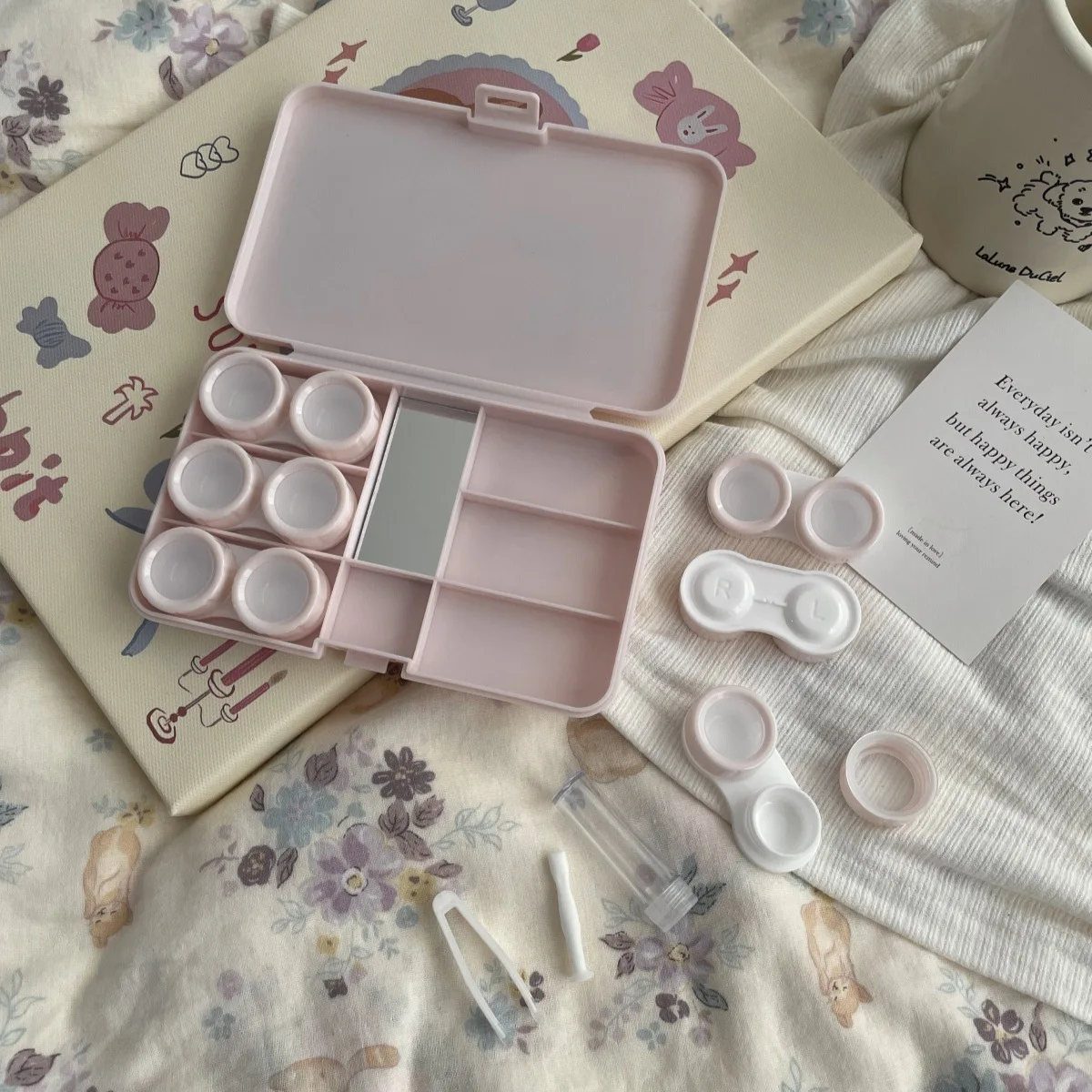 حاوية العدسات اللاصقة عالية الاستئناف البصري القطط طباعة صندوق العدسات اللاصقة علبة العدسات اللاصقة رائعة لتصحيح جمال السفر