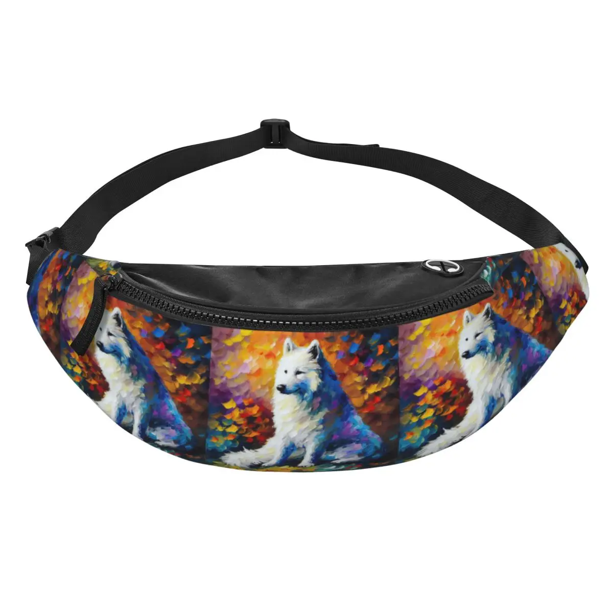 A Samoyed Dog Dream Fanny Pack Men Women Crossbody Adjustable Waist Bag Travel Running Phone Pouch
