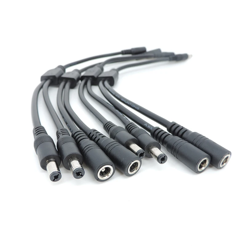 18awg 10A DC Power Cable1 to 2 way male female to 2 male female Splitter 5.5x2.1mm connector Plug extend CCTV Camera 5.5mm 12V