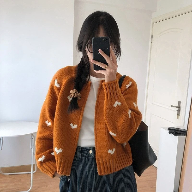 Damen-Cardigans mit Grafik, 2025, trendige Mode, Vintage, neu in Strickwaren, ästhetischer, schicker Jacquard-Strickpullover für Damen mit Reißverschluss