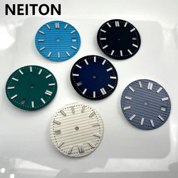 NEITON 29.7mm Roman Scale Green Black Blue White Brown Watch Dial NH35 Movement Nail Modified Replacement with Calendar Window