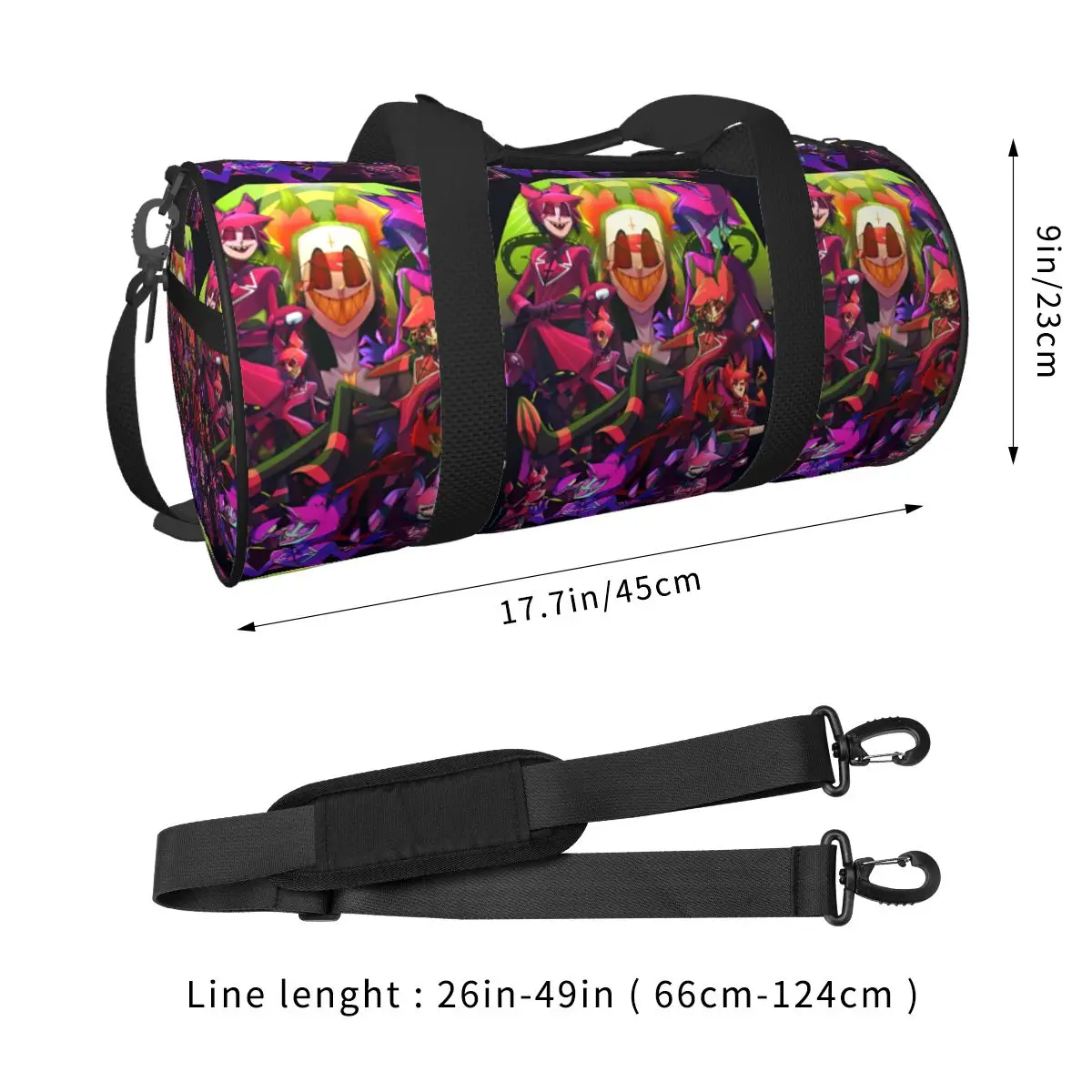 Hazbins Hotels Cartoon Manga Sport Bags with Shoes Gym Bag Oxford Men Women Custom Handbag Travel Training Colorful Fitness Bag