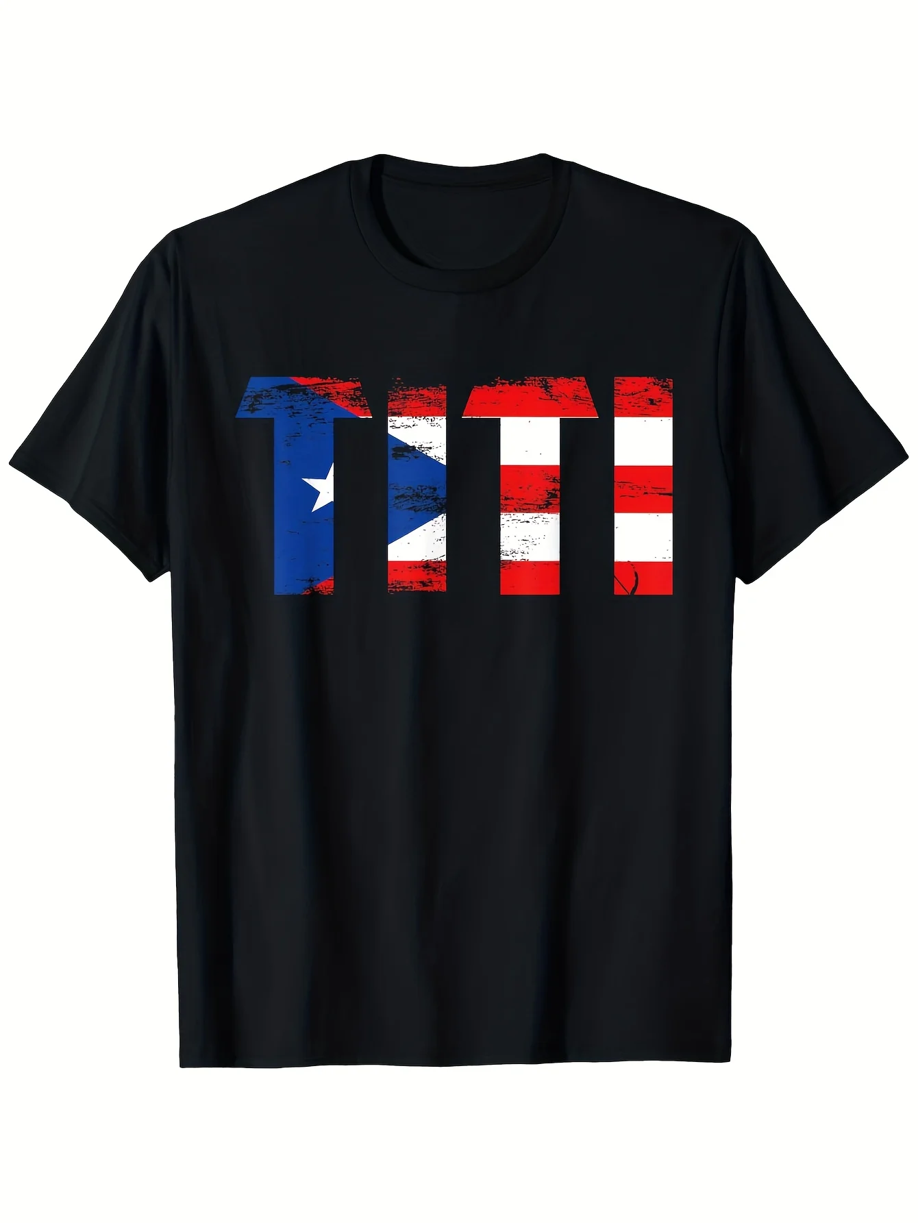 Titi Puerto Rico Flag Pride Mothers Day Puerto Rican Women T-Shirt, Unisex Casual Round Neck Outdoor Short Sleeve T-Shirt with Slight Stretch, Slightly Elastic, 100%, S-XXXL, seasonal casual and trendy men