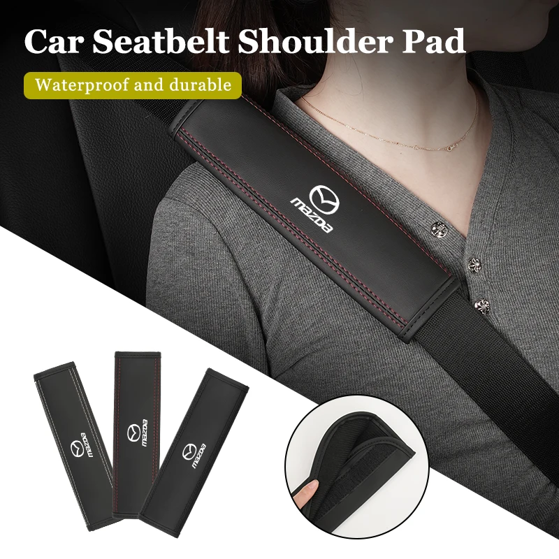 Car Seat Shoulder Pad Leather Safety Belt Protector Cover Accessories For Mazda 6 3 CX5 5 2 323 CX7 Demio Atenza Axela MX30 CX30