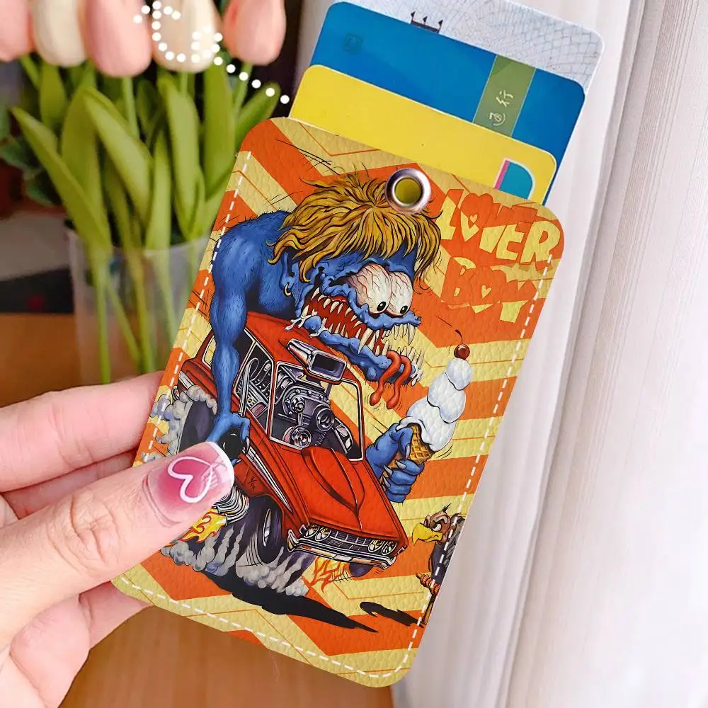 Porta-cartões retangular engraçado R-Rat F-Fink, porta-cartões de crédito crachá, porta-cartões de identificação de estudante, capa de cartões de ônibus