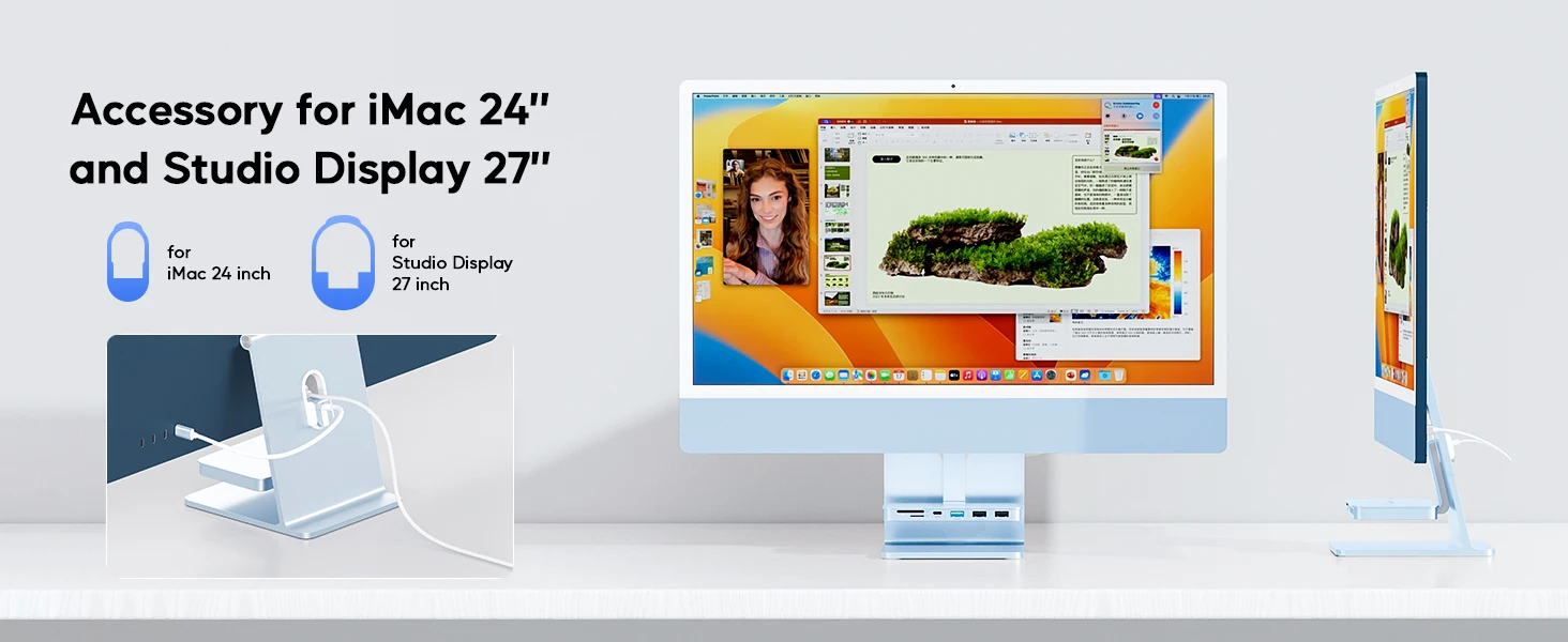 PULWTOP USB-C-Hub für iMac mit USB-A/C 10 Gbit/s, USB-A 2.0, SD-/TF-Kartenleser für iMac 24 Zoll M1/M3/M4 & Studio Display 2 – Detail 4