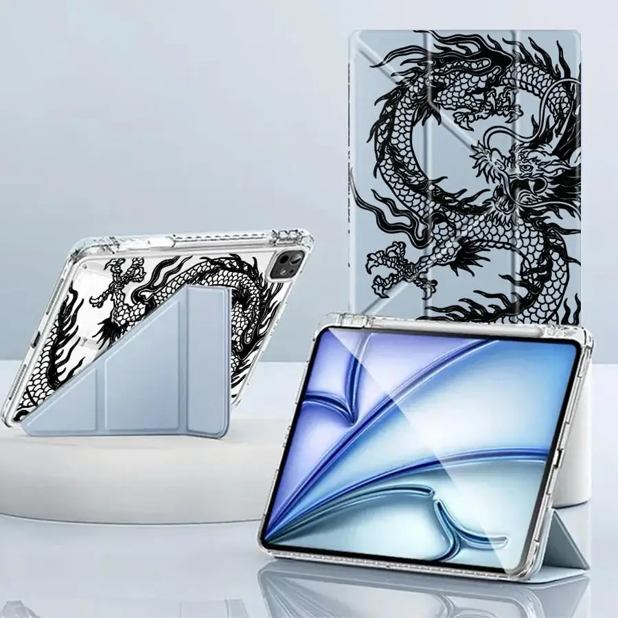 

Cool C-Chineses Dragon Y-Fold Holder Cover Tablet Case For iPad Air 4 5 M3 M2 1 2 M4 11inch Pro 2025 Pro 11th 10th 9th 8th 7th