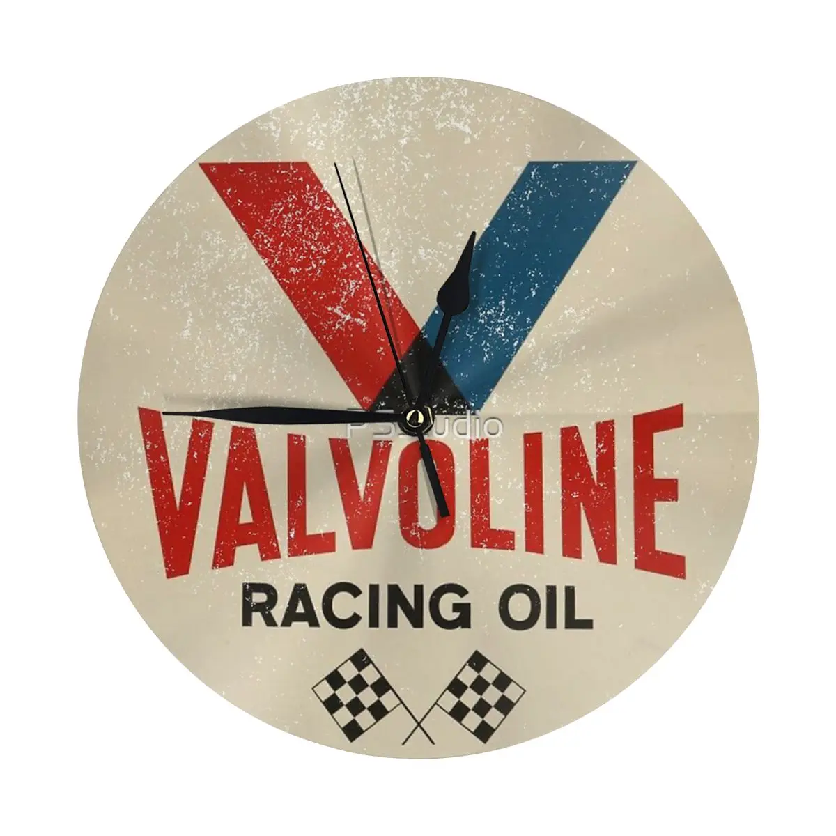 Valvoline Racing Sign Reloj de pared, decoración de habitación, adorno imprescindible redondo