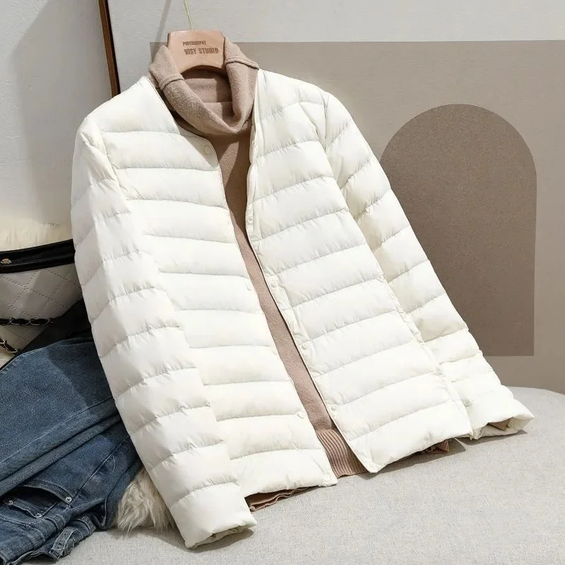 2025 New Arrivals Autumn Winter Warm Women White Duck Down Slim Jackets Female Fashion Ultra Lightweight Packable Puffer Coats