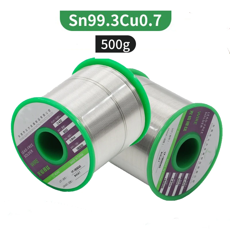 Lead Free Solder Wire Sn99.3 /Cu0.7 Rosin Core No Clean Flux 2.25% 0.3mm to 2.0mm 500g Reel Welding Soldering