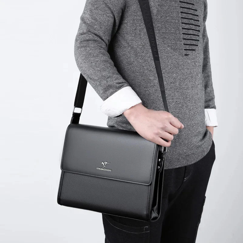 Executives Briefcases For Men PU Leather Bag Designer Business Office Shoulder Ipad Square Side Messenger Crossbody Document