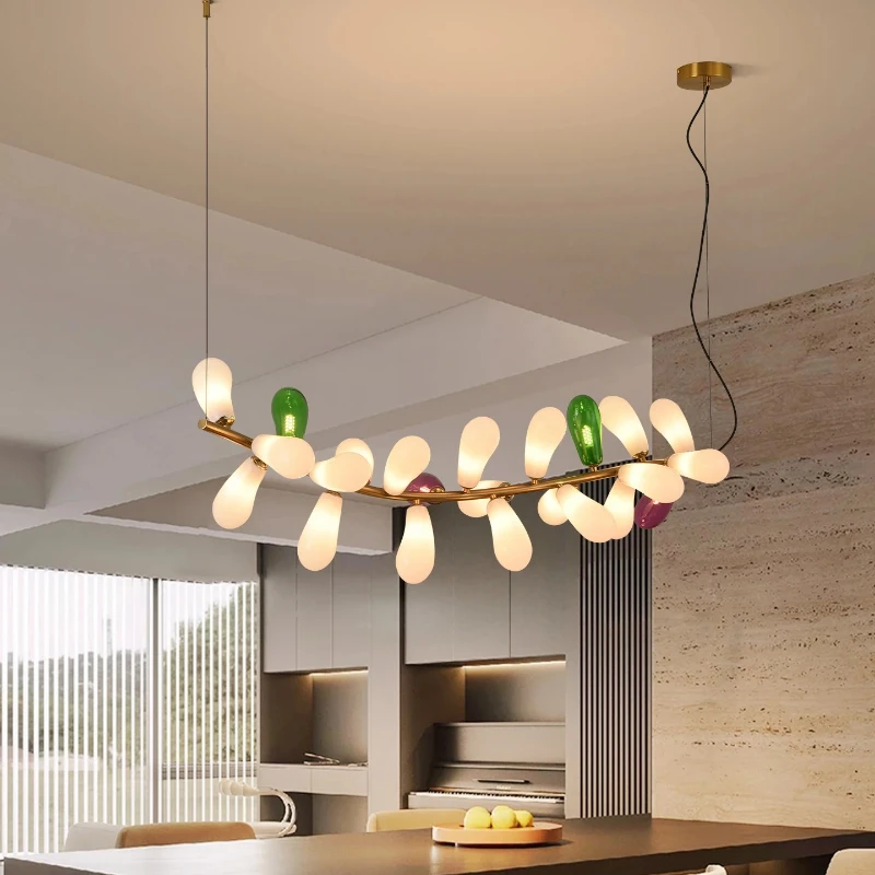 French Color Glass Teardrop Pendant Light Modern Grape Artistic Designer Living Dining Room Bedroom Decorative Chandelier