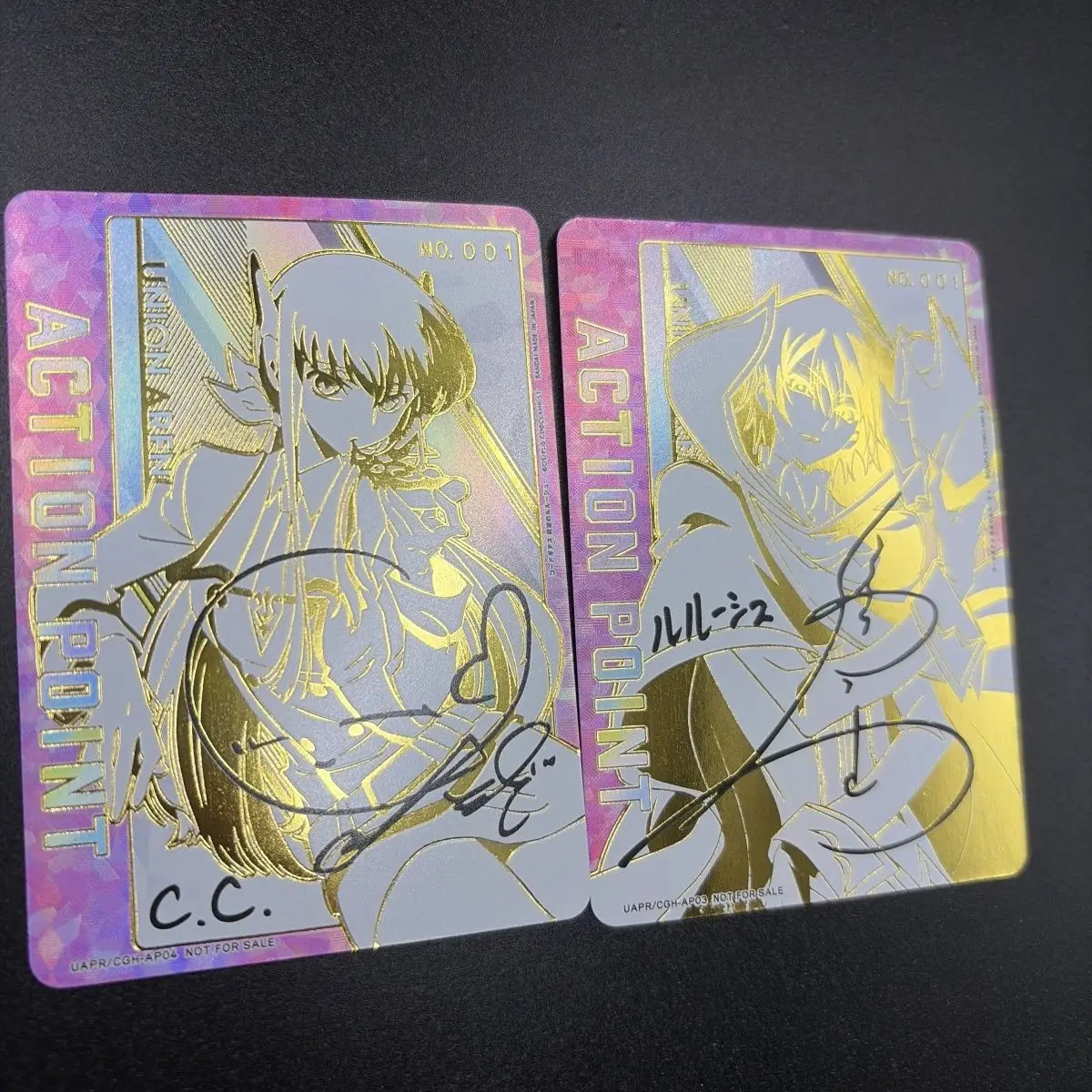2pcs Diy UA Code Geass: Lelouch of The Rebellion Gold Foil‑Stamped Signature Card C.C. Lelouch Lamperouge Game Collectible Card