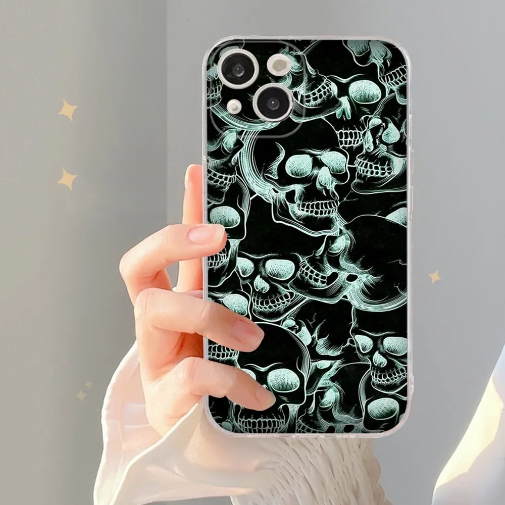 Gothic Fashion Skull Phone Case For IPhone 14 13 12 Mini 11 Pro XS Max X XR SE 6 7 8 Plus Soft Silicone Cover