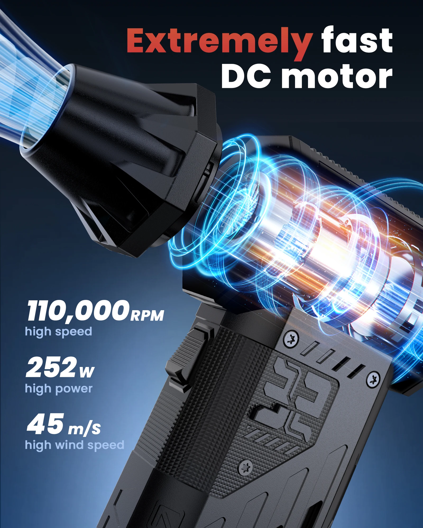 Ventilatore X303 con 4 ugelli, ventilatore X11, ventilatore Turbo Jet senza spazzole Spolverino elettrico portatile, potente ventilatore d'aria, ventilatore d'acqua X9