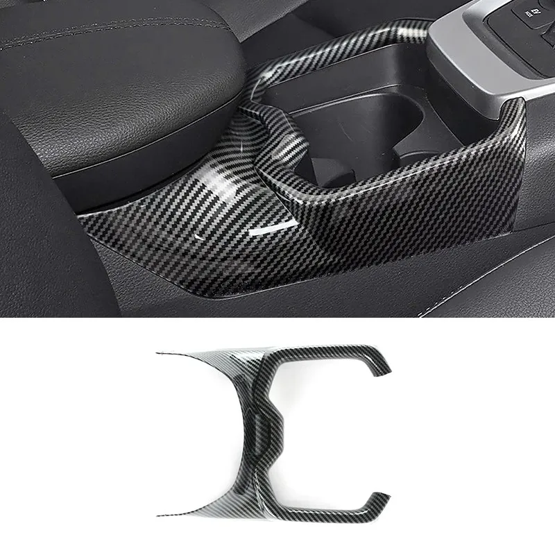 For Toyota RAV4 XA50 2019-2022 Car Front Row Water Cup Holder Frame Cover Trim Carbon Fiber Pattern Sticker Interior Accessories