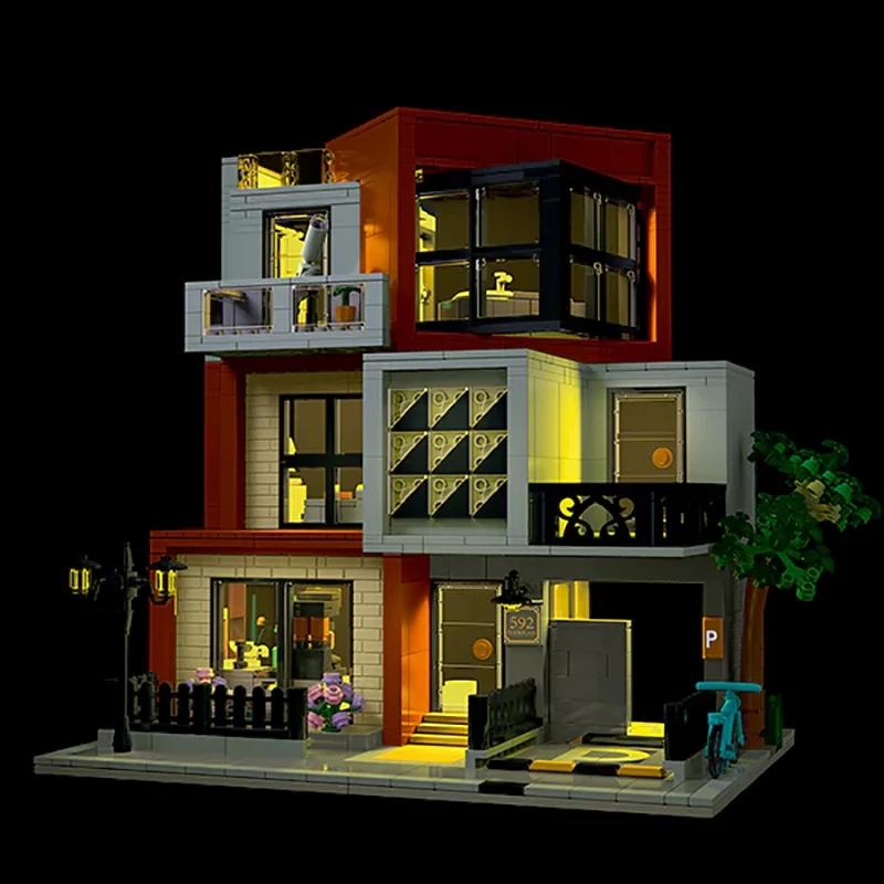 New City Apartment Store Building Suite, City Apartment Lighting Digital Stop 1399 PCS Model Modular Building Blocks Adult Gifts