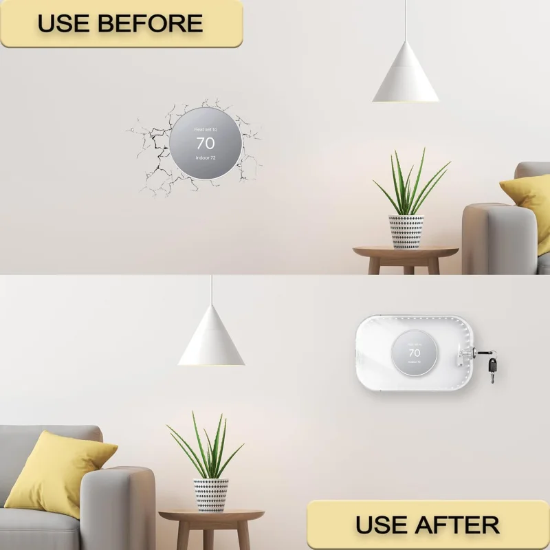 لوحة حائط ترموستات 2 في 1 مع صندوق قفل ومتوافقة مع ملحقات Google Nest 2020، AC