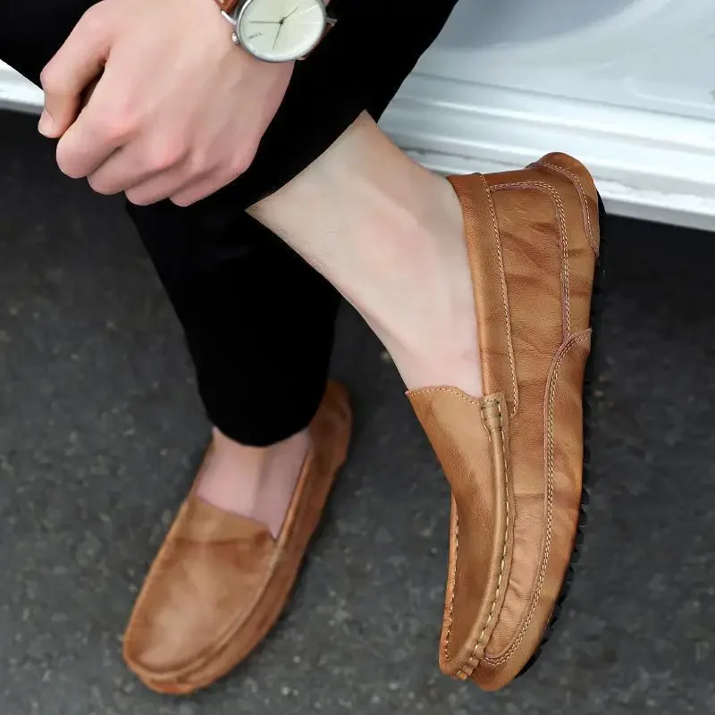 Men's Shoes Spring and Autumn Genuine Leather Sports Casual Moccasins Summer Slip-on Nurse Shoes Loafers