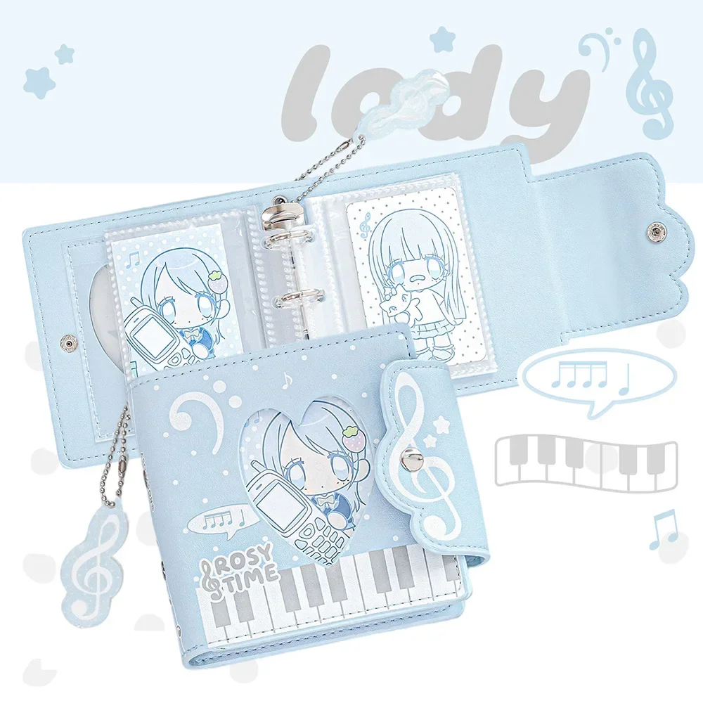 Mini Pendant Charm 3 Inch PU Leather Photocard Album, Kawaii Kpop Card Binder, Anime Card Collection Book for Girls