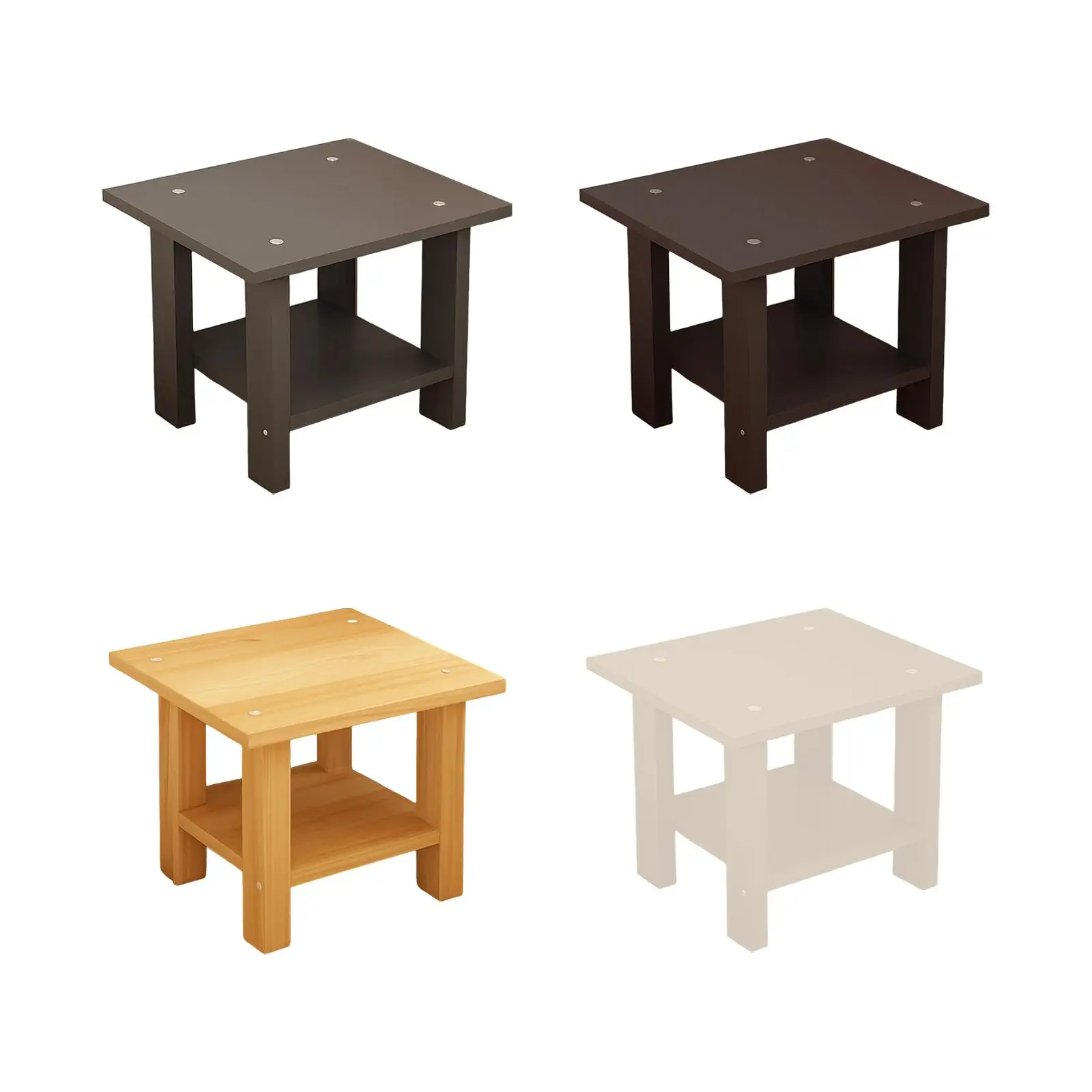Wooden Double Layers Side Table Multifunctional Sturdy Modern Lightweight for Lamps Phones Laptop Desk 30x30x31cm End Table