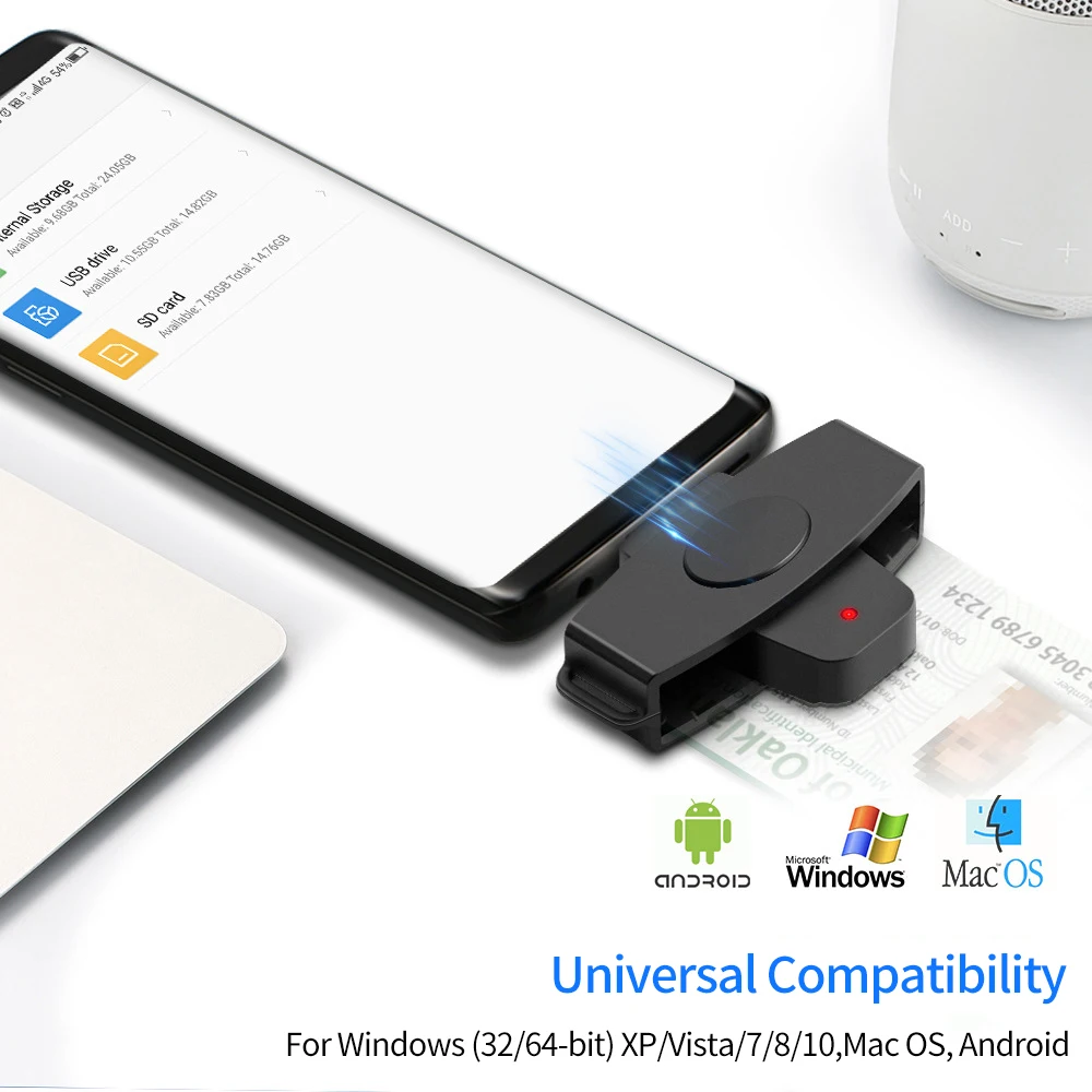 3-1PC 휴대용 Type-C 스마트 카드 리더기 카드 리더기 어댑터 은행 세금 신고 액세서리 Windows OS 은행 세금 지원