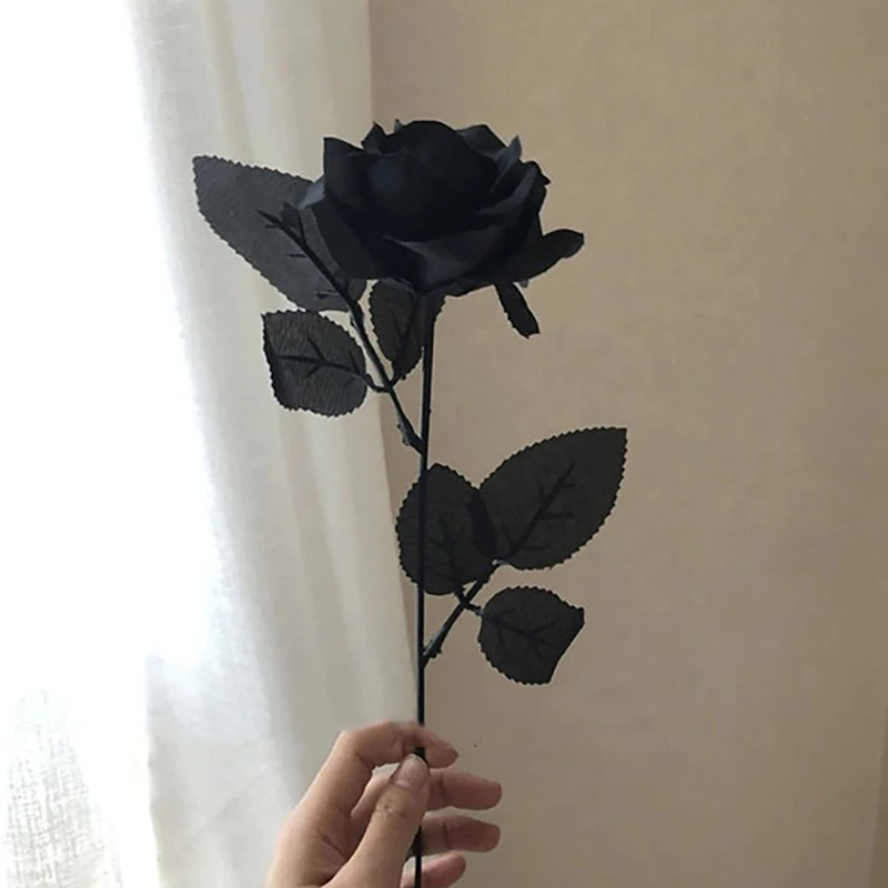 Flores artificiales de Rosa Negra gótica, flores de simulación, rosas de San Valentín