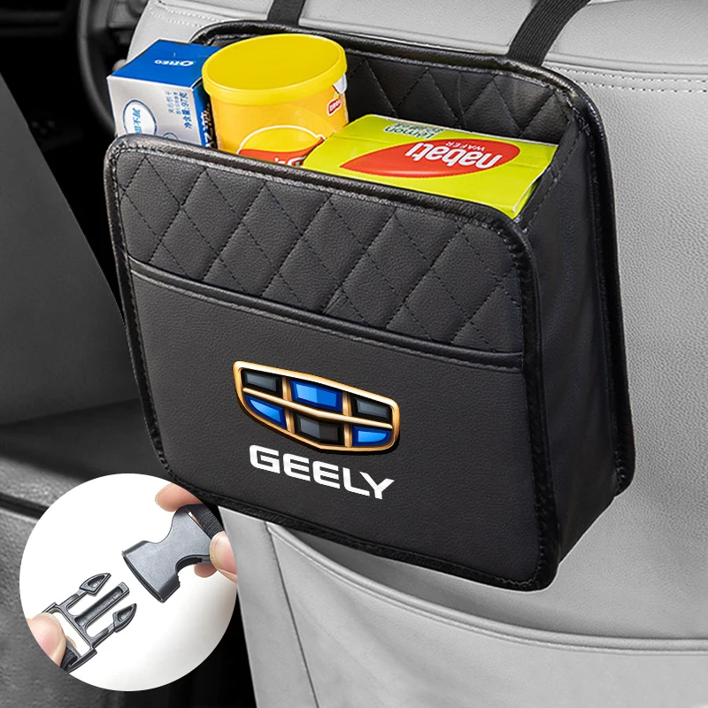 Car Seat Back  Organizer Storage Bag Leather Pocket Tissue Cup Holder For Geely Emgrand X7 EC7 Atlas Boyue GC6 Parts LC EC8 view 3