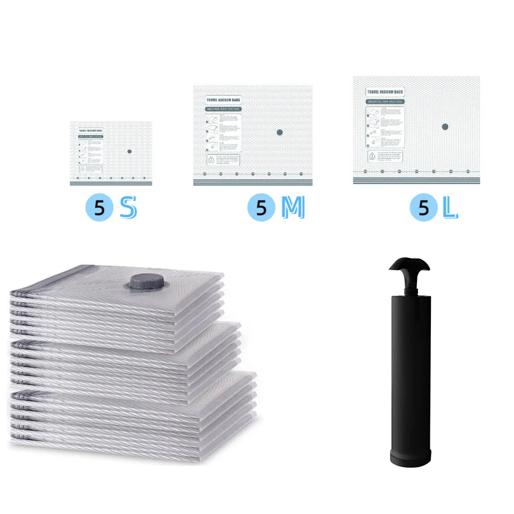 

6/9/12/15pcs With Pump Vacuum Storage Bag Set Home Cloth Storage Parts Bags Compact Vacuum Storage Bag Set With Manual Pump