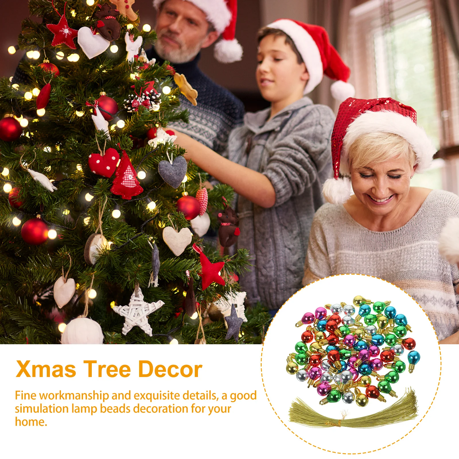 

1Set Christmas Bulb Beads Plastic DIY Pendant Decorative Mini Bulbs for Xmas Decor Handmade Jewelry Accessories Craft Supplies